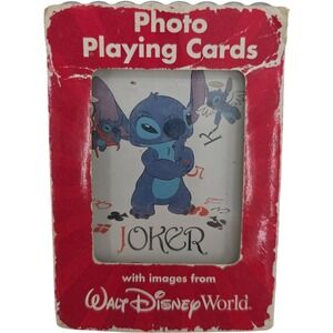 Vintage Walt Disney World Photo Playing Cards Stitch Joker Deck w/ Box
